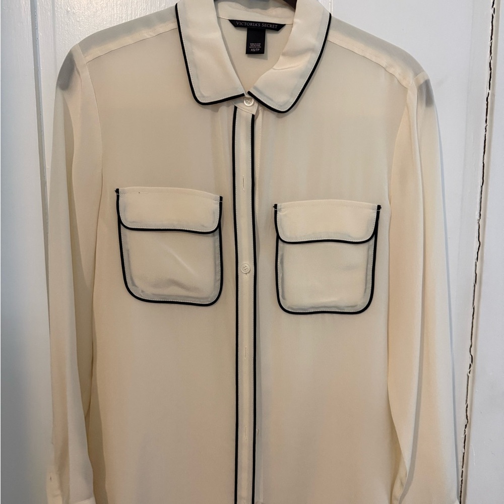 Cream semi sheer blouse